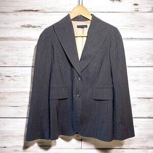 Banana Republic Stretch Wool Blazer Two Buttons Dark Grey Gold Lining Size 2